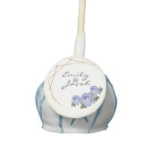 Elegant Gold Glitter Geometric Blue Floral Wed Cake Pops (Front)