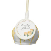 Elegant Gold Glitter Geometric Orange Floral Wed Cake Pops (Front)