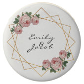 Elegant Gold Glitter Geometric Pink Floral Wedding Chocolate Covered Oreo (Front)