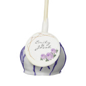 Elegant Gold Glitter Geometric Purple Floral Wed Cake Pops (Front)