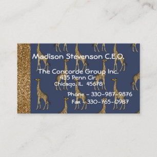 Elegant Gold Glitter Giraffe Stylish Business Card