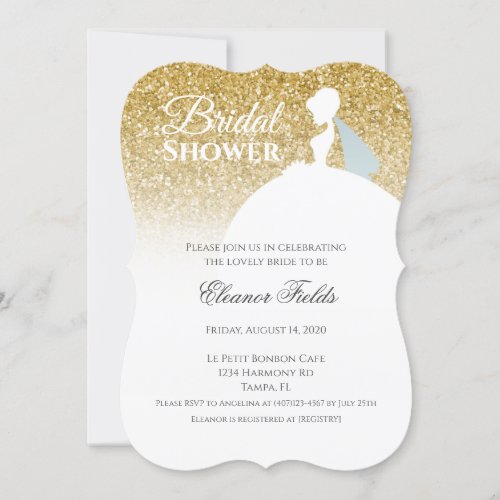 Elegant Gold Glitter Glam Bridal Shower Invitation