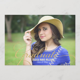Elegant Gold Glitter Graduation Invitations