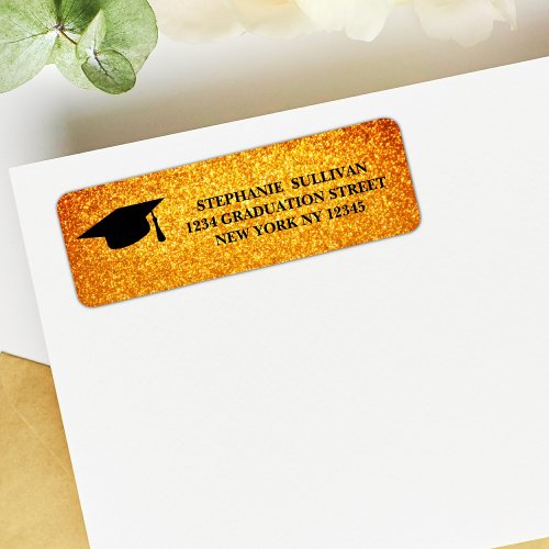 Elegant Gold Glitter Graduation Return Address Label