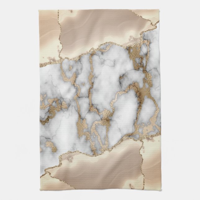Elegant Gold Glitter Gray Marble   Kitchen Towel (Vertical)