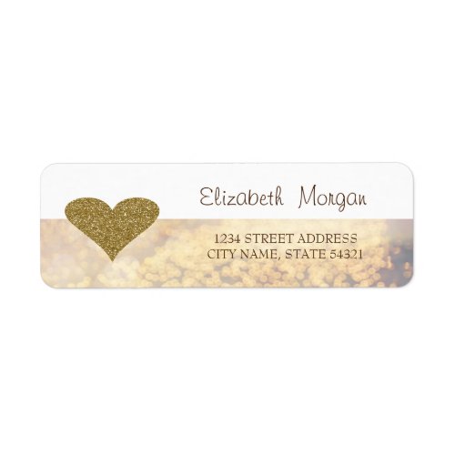 ElegantGold Glitter HeartBokeh Address Label