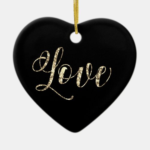 *~* Elegant Gold Glitter Heart Love Ornament