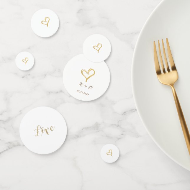 Elegant Gold Glitter Heart , Love - Personalized Confetti (Group)