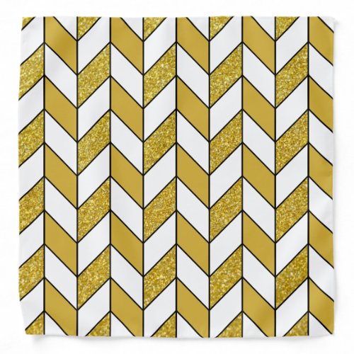 Elegant Gold Glitter Herringbone Chevron Pattern Bandana