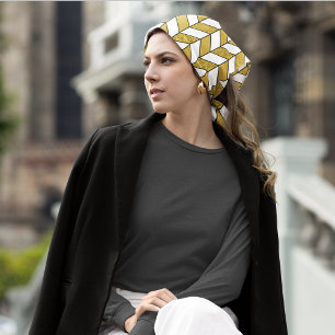 Elegant Gold Glitter Herringbone Chevron Pattern Bandana