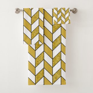 Elegant Gold Glitter Herringbone Chevron Pattern