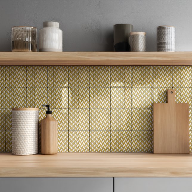 Elegant Gold Glitter Herringbone Chevron Pattern Ceramic Tile (Creator Uploaded)