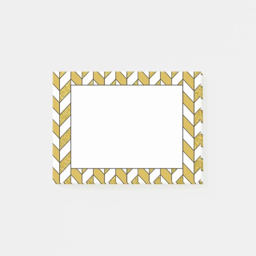 Elegant Gold Glitter Herringbone Chevron Pattern Post_it Notes