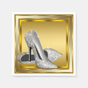 Elegant Gold Glitter High Heel Napkins