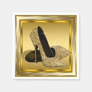 Elegant Gold Glitter High Heel Napkins