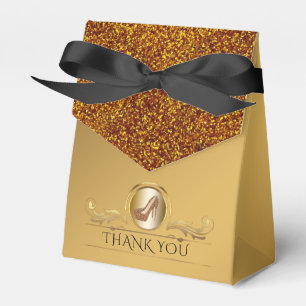 Elegant Gold Glitter High Heel Shoes Favor Boxes