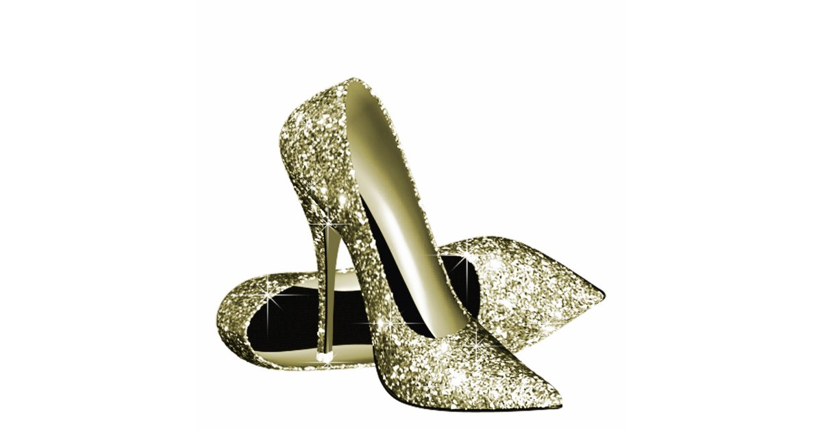 Elegant Gold Glitter High Heel Shoes Statuette | Zazzle