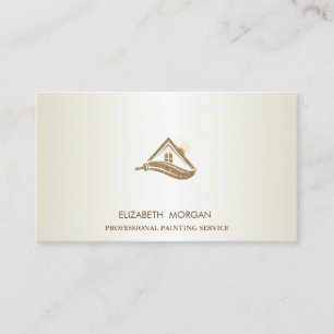 Elegant Gold Glitter House Roff Brush Business Card