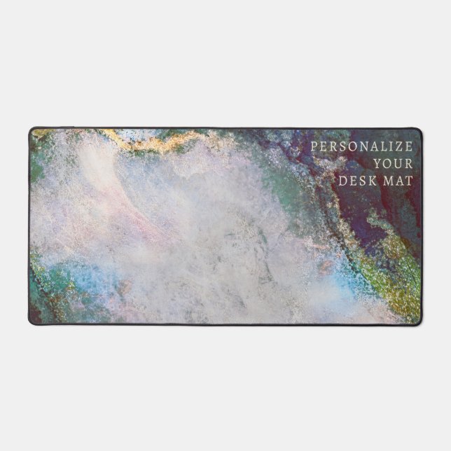  Elegant Gold Glitter Jade Green Marble Customized Desk Mat (Front)