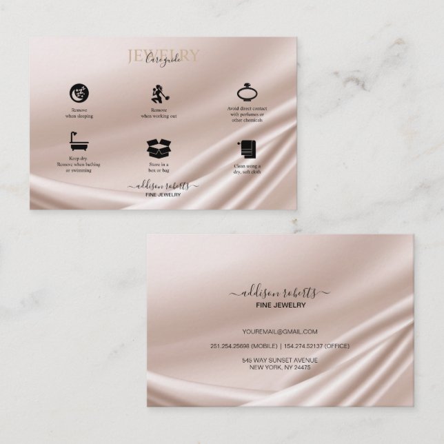 Elegant Gold Glitter Jewelry Care Business Card (Front/Back)