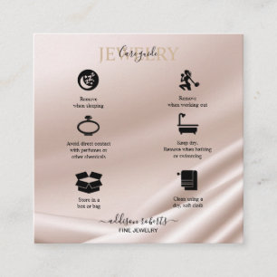 Elegant Gold Glitter Jewelry Care Square Business Card