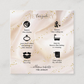 Elegant Gold Glitter Jewelry Care Square Business Card