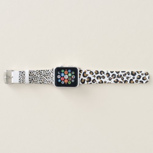 Elegant Gold Glitter Leopard Pattern Apple Watch Band