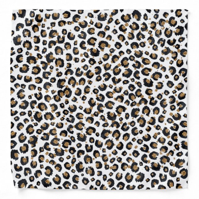 Elegant Gold Glitter Leopard Pattern Bandana (Front)