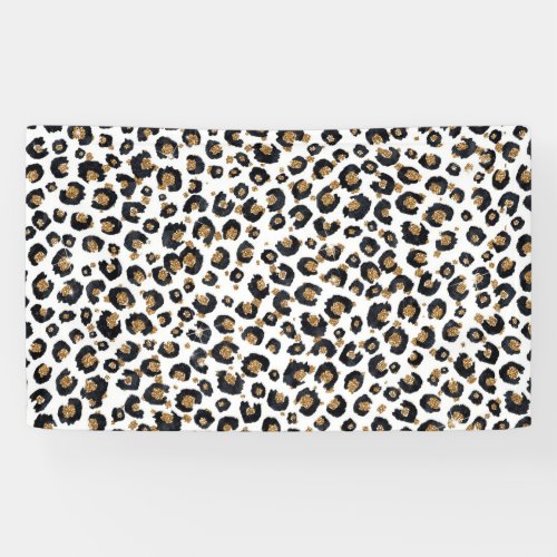 Elegant Gold Glitter Leopard Pattern Banner