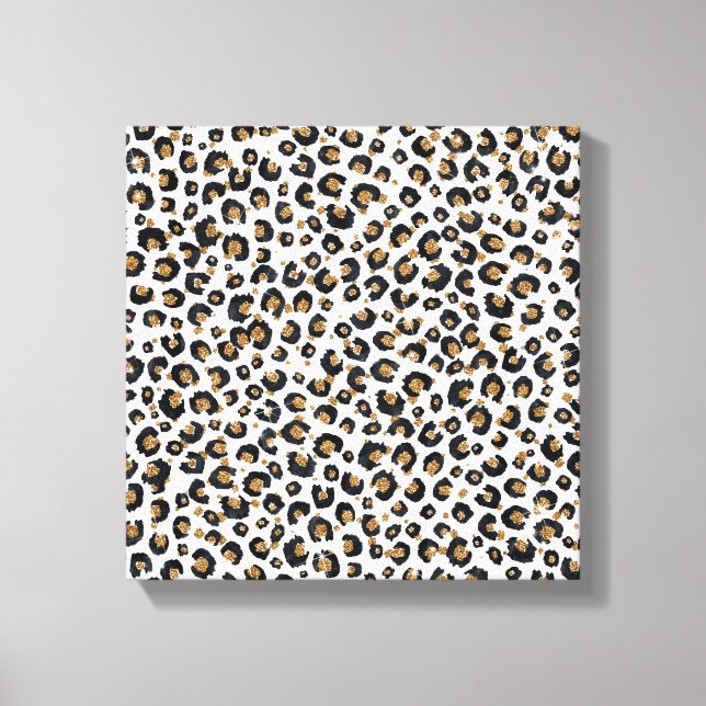 Elegant Gold Glitter Leopard Pattern Canvas Print (Front)