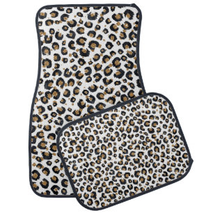 Elegant Gold Glitter Leopard Pattern Car Floor Mat