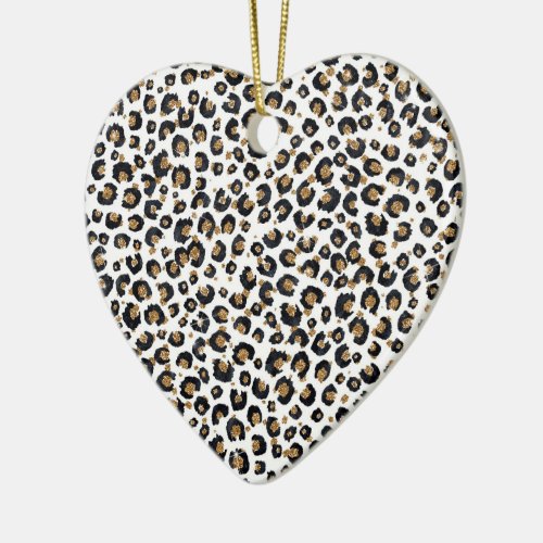 Elegant Gold Glitter Leopard Pattern Ceramic Ornament