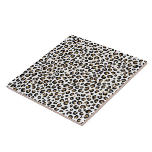Elegant Gold Glitter Leopard Pattern Ceramic Tile