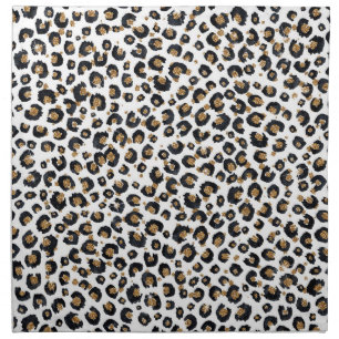 Elegant Gold Glitter Leopard Pattern Cloth Napkin