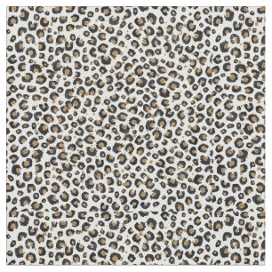 Elegant Gold Glitter Leopard Pattern Fabric