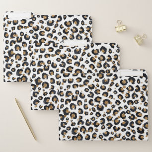 Elegant Gold Glitter Leopard Pattern File Folder