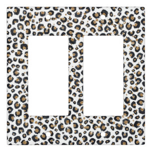 Elegant Gold Glitter Leopard Pattern Light Switch Cover