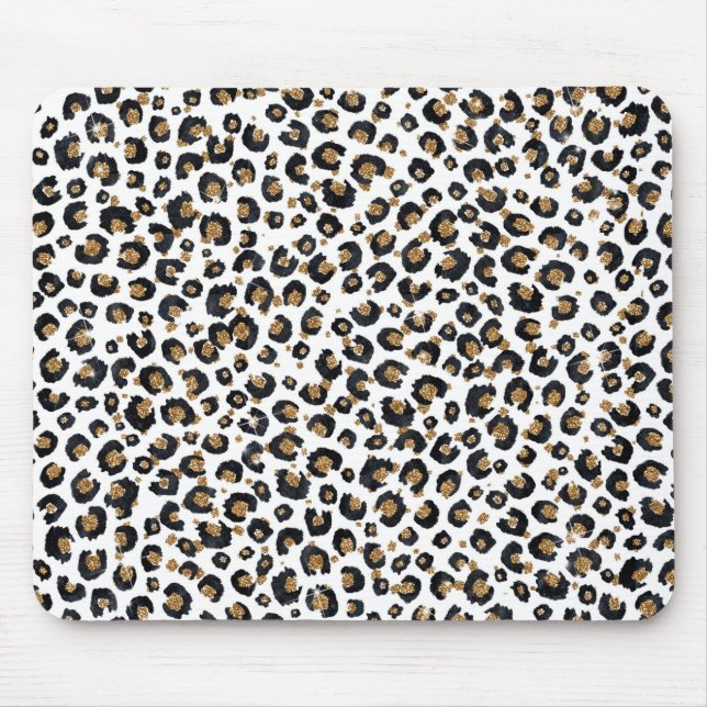 Elegant Gold Glitter Leopard Pattern Mouse Pad (Front)