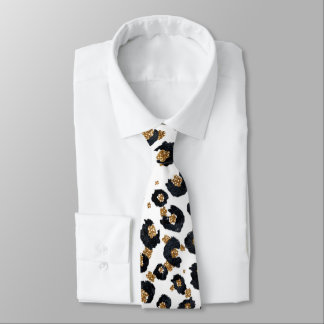 Elegant Gold Glitter Leopard Pattern Neck Tie