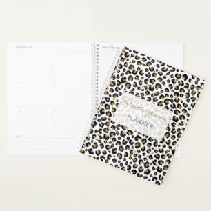 Elegant Gold Glitter Leopard Pattern Planner