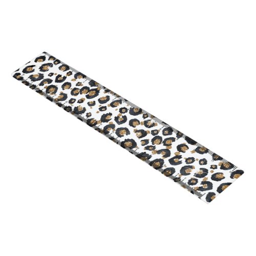 Elegant Gold Glitter Leopard Pattern Ruler