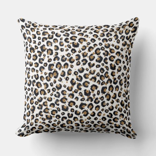 Elegant Gold Glitter Leopard Pattern Throw Pillow