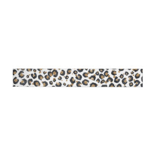 Elegant Gold Glitter Leopard Pattern Wrap Around Label