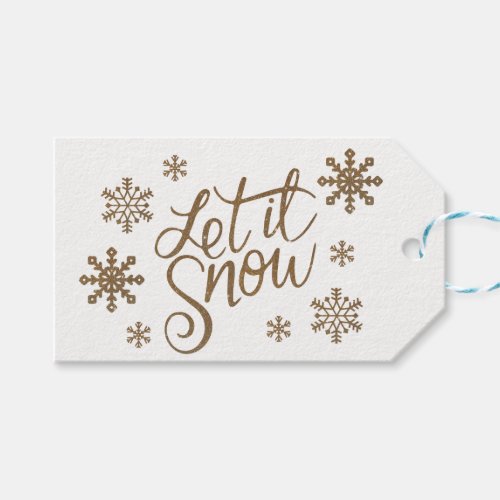 Elegant gold glitter let it snow text snowflakes gift tags