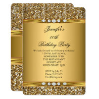 Elegant Gold Glitter Look Diamond Birthday Party Invitation