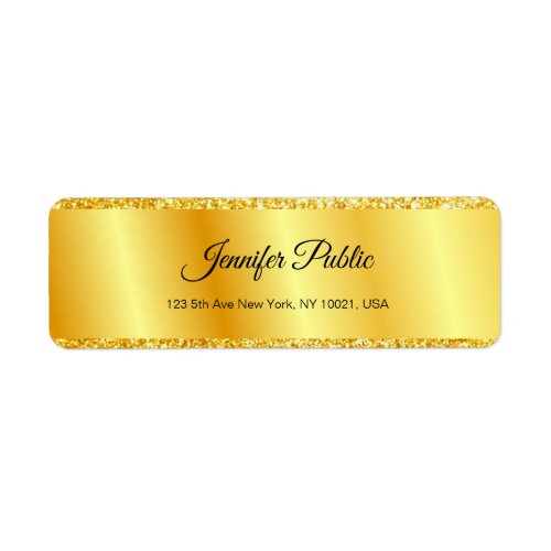Elegant Gold Glitter Look Hand Script Template Label