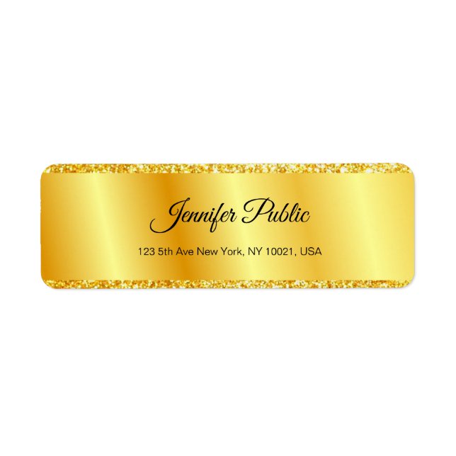 Elegant Gold Glitter Look Hand Script Template Label (Front)