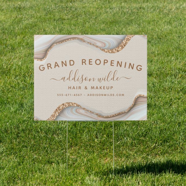 Elegant Gold Glitter Marble Agate Business Sign (Insitu)
