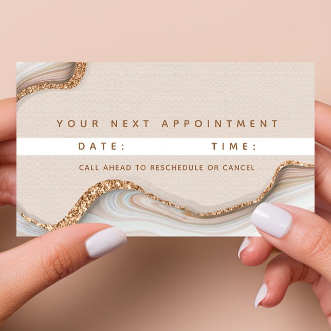 Elegant Gold Glitter Marble Agate Modern Chic Appointment Card (Creator Uploaded)