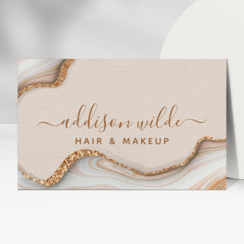 Elegant Gold Glitter Marble Agate Modern Chic Business Card
